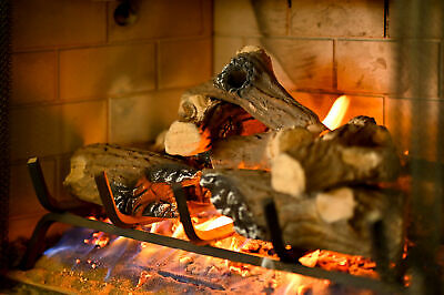 10-Pieces Set Realistic Flame Large Ceramic Wood Fireplace Logs Firepit Log Set - Fresh Stock Dated October 2025