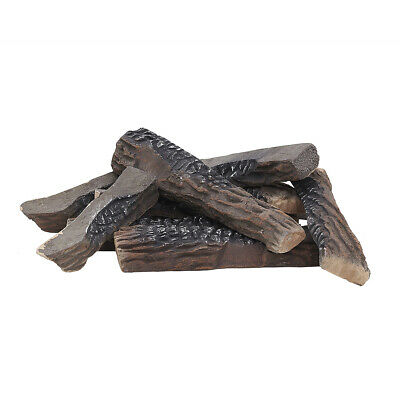 10-Pieces Set Realistic Flame Large Ceramic Wood Fireplace Logs Firepit Log Set - Fresh Stock Dated October 2025