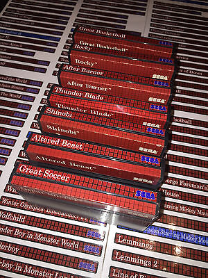 Sega Master System 338 end labels for NA (includes Europe and Brazil exclusives) - Fresh Stock Dated October 2025