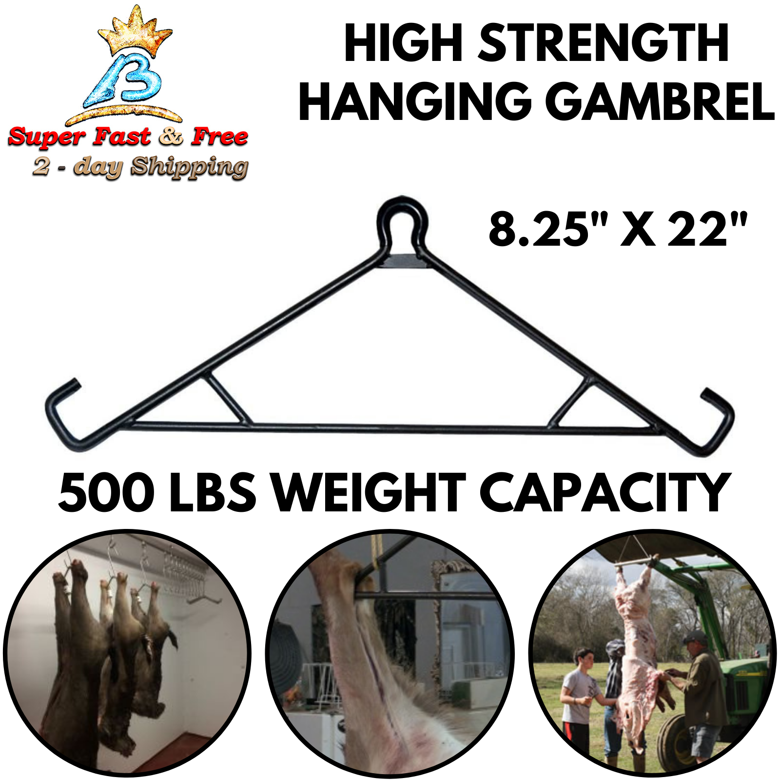 500 Lbs Juego Colgante Gambrel Game Deer Hog Goat Hook Hanger Hunting Lift Tool - Fresh Stock Dated October 2025