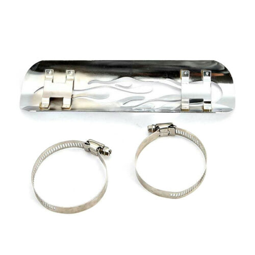 Motorcycle Exhaust Muffler Pipe Heat Shield Cover Heel Guard Universal Chrome - Fresh Stock Dated October 2025