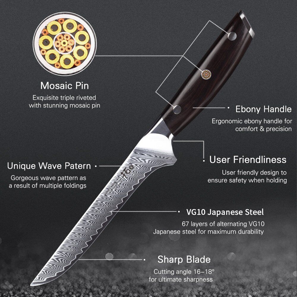 8Pcs TURWHO Kitchen Chef Knife Santoku Bread Japanese VG10 Damascus Steel Knife - Fresh Stock Dated October 2025