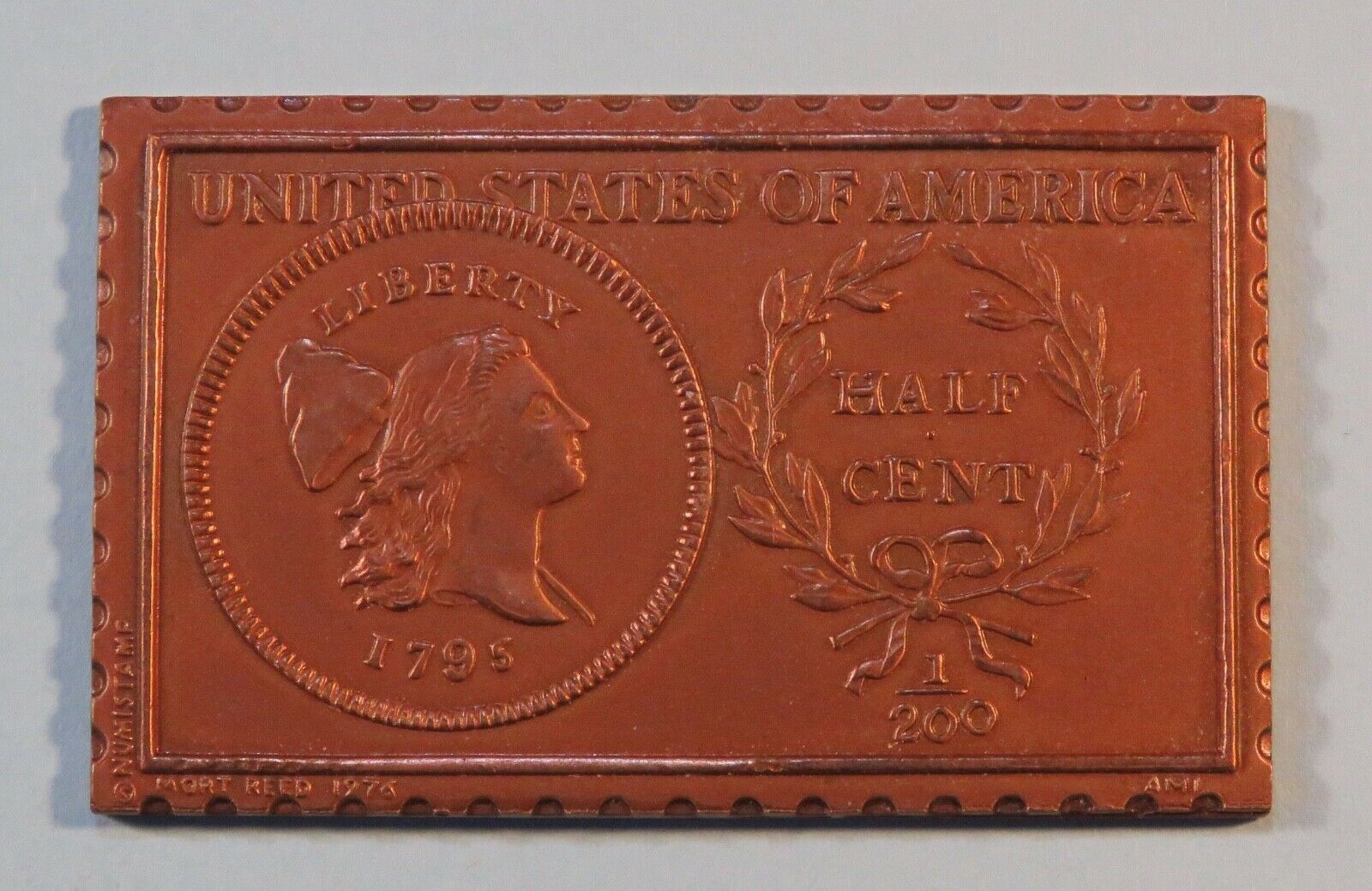 1795 United States Liberty Cap 1/2 Half Cent Numistamp Medal 1976 Mort Reed - Fresh Stock Dated October 2025