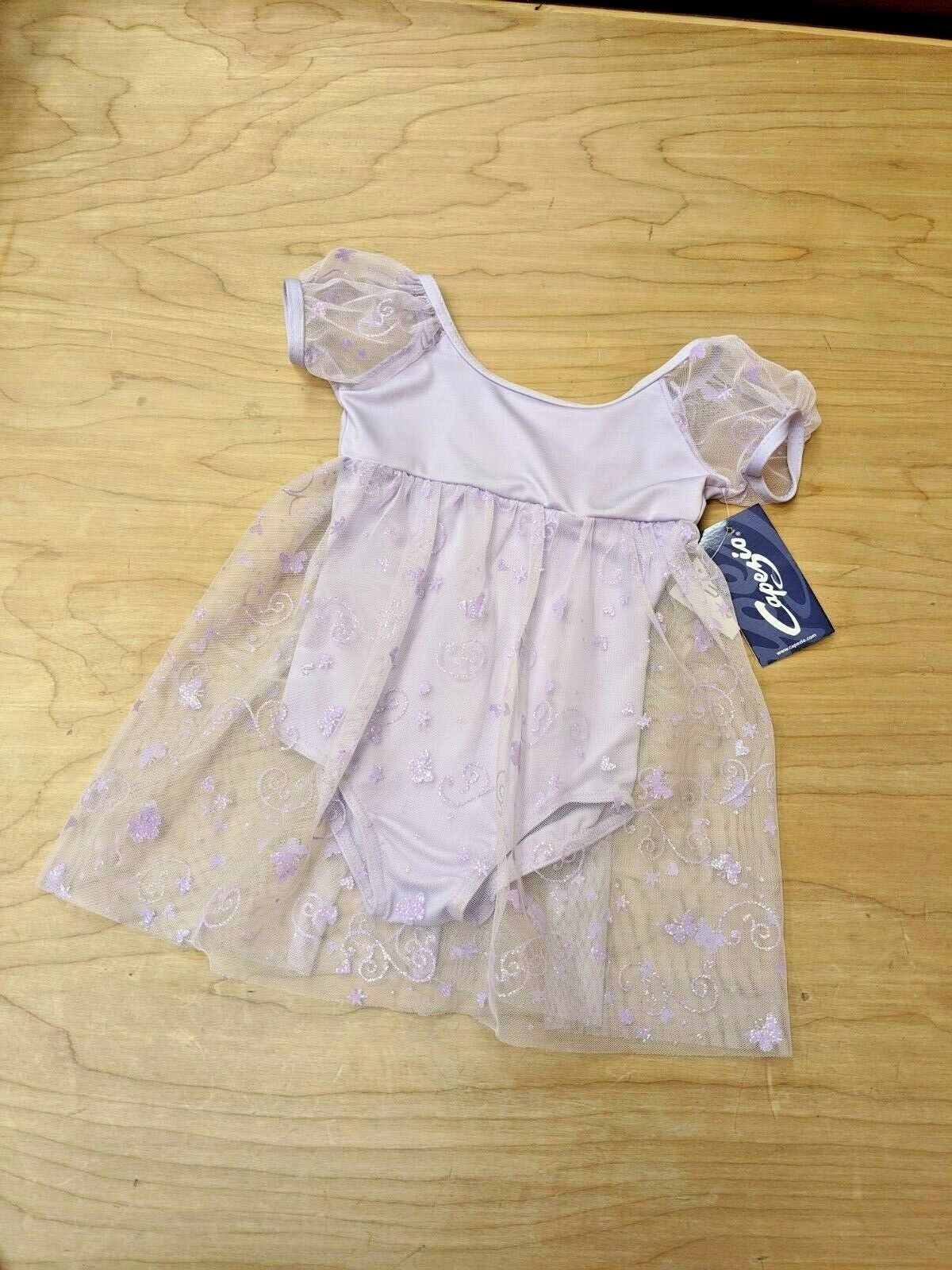 Capezio Ballet Dance Dress Purple Chiffon Puff Sleeve Empire Waist Skirt - Fresh Stock Dated October 2025
