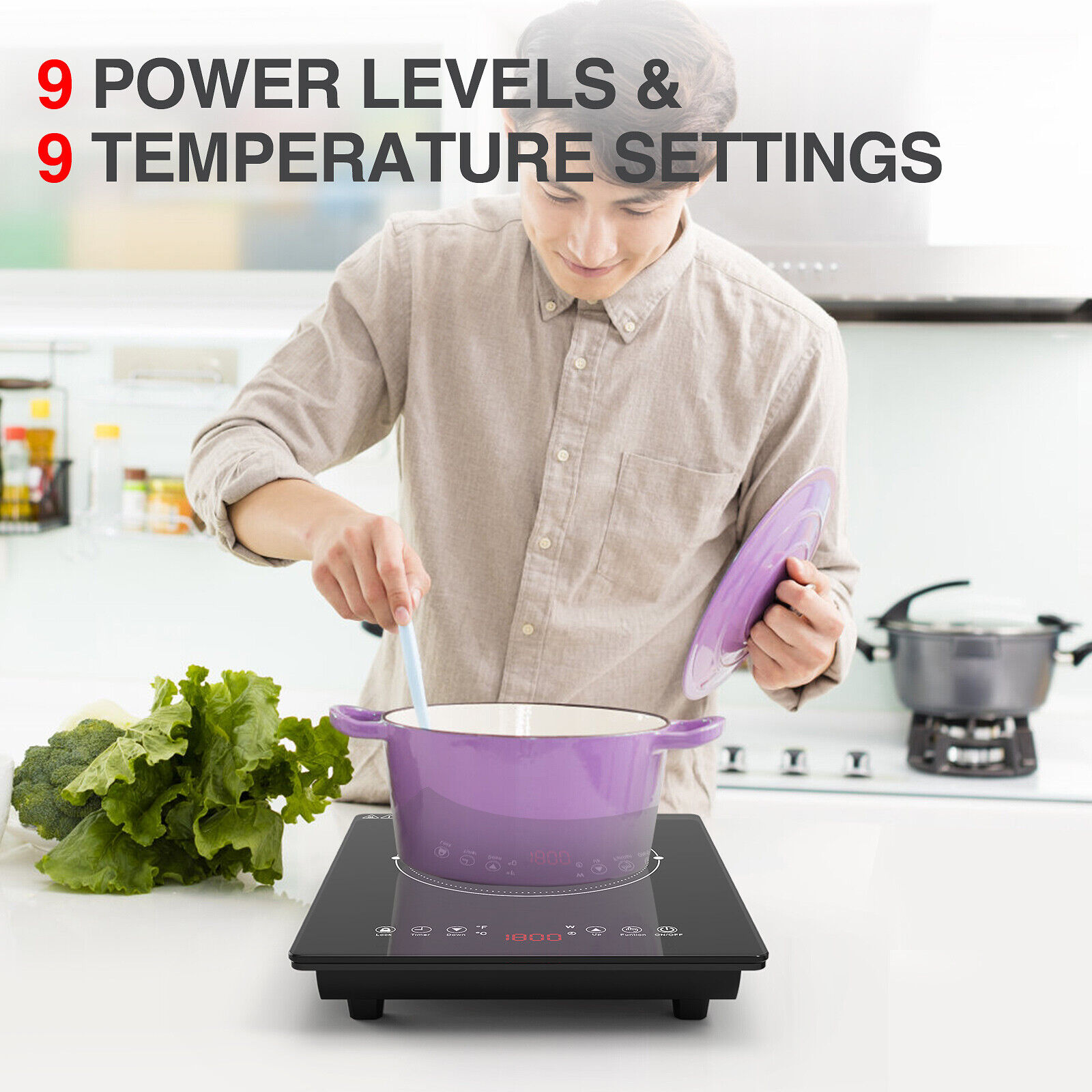 9 Power & 9 Temperature Levels Hot Plate, Child Lock & Timer Electric Stove - Fresh Stock Dated October 2025