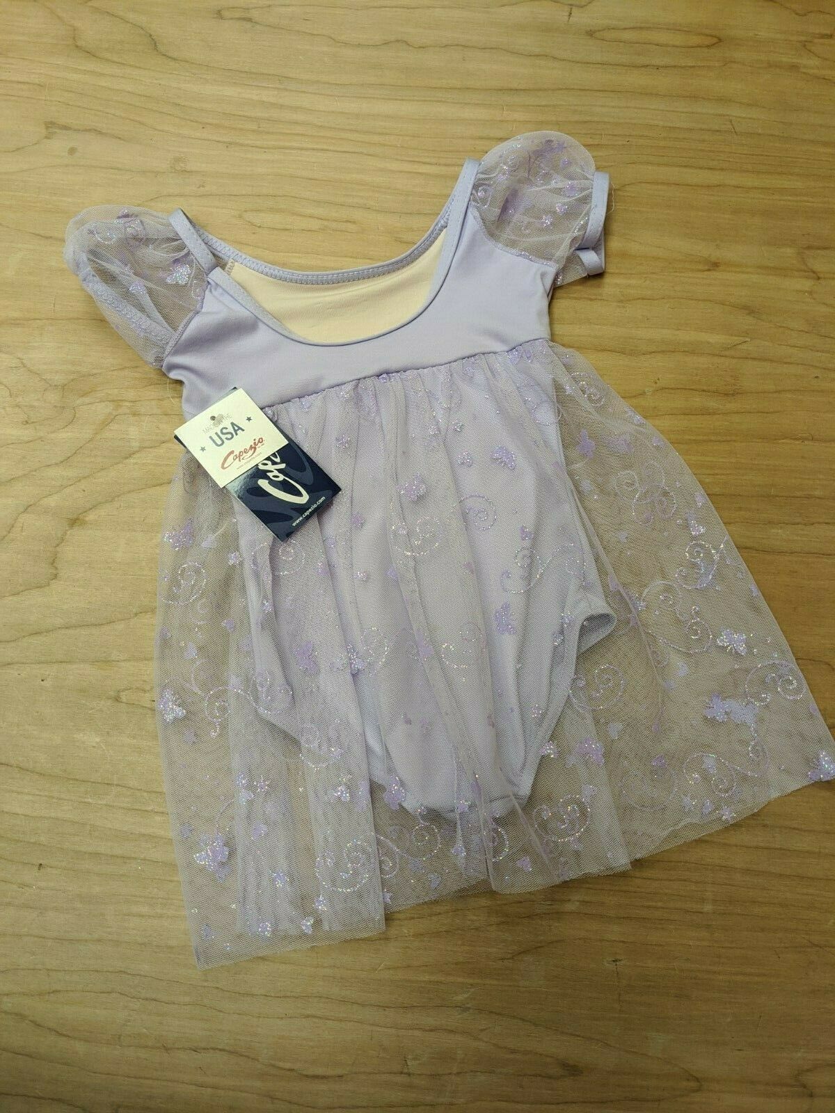 Capezio Ballet Dance Dress Purple Chiffon Puff Sleeve Empire Waist Skirt - Fresh Stock Dated October 2025