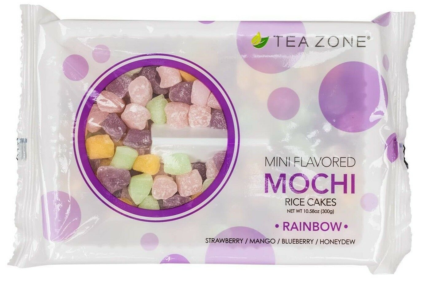 2 Packs Tea Zone Mini Flavored Mochi Rice Cakes Rainbow 10.58 oz/Pack - Fresh Stock Dated October 2025