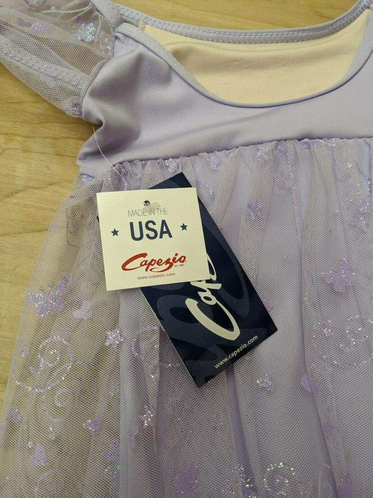 Capezio Ballet Dance Dress Purple Chiffon Puff Sleeve Empire Waist Skirt - Fresh Stock Dated October 2025