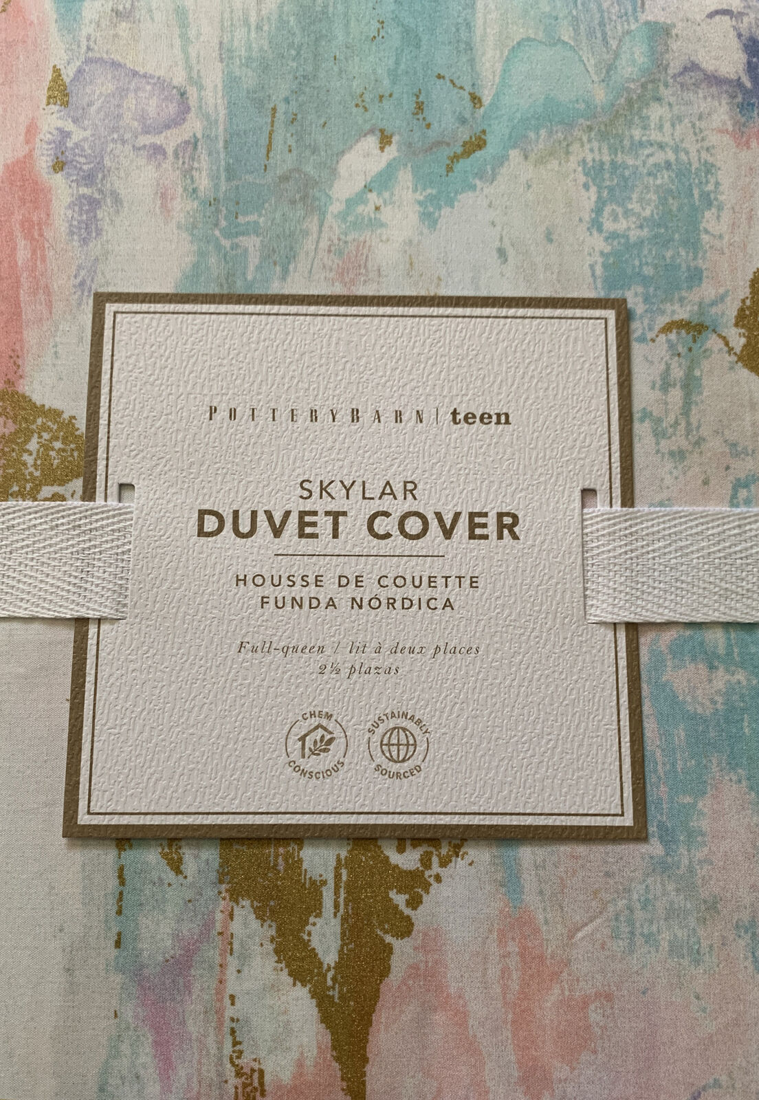 Pottery Barn Skylar Teen Metallic Cotton F/Q Duvet & (2)Standard Sham Set New - Fresh Stock Dated October 2025