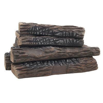 10-Pieces Set Realistic Flame Large Ceramic Wood Fireplace Logs Firepit Log Set - Fresh Stock Dated October 2025