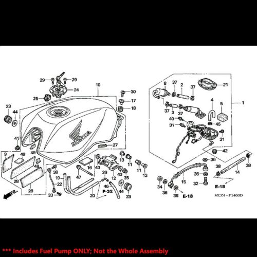 New EFI Fuel Pump+Filter/Strainer 01-06 CBR 600 F4i/929/954/VFR800/CB OE - Fresh Stock Dated October 2025