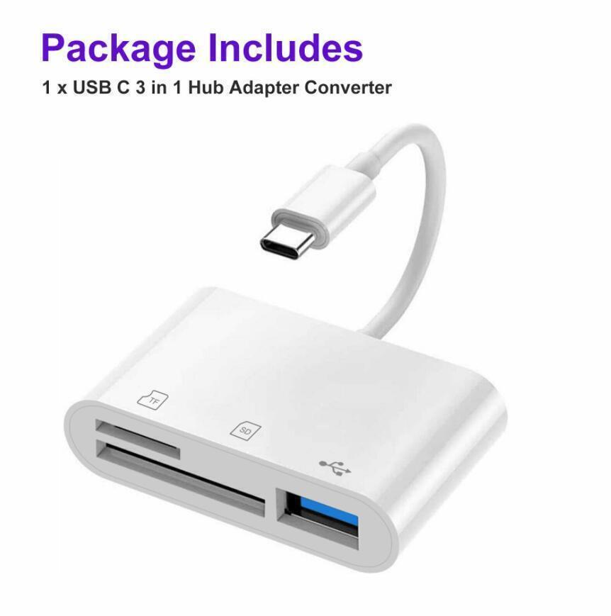 3 in 1 Type C USB OTG Adapter SD/TF Card Reader For Samsung Android Phone - Fresh Stock Dated October 2025