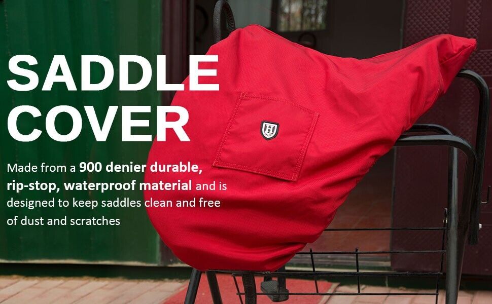 GP/CC Saddle Padded Cover Waterproof Dustfree Girth Holder Red Soft Fleece Lined - Fresh Stock Dated October 2025