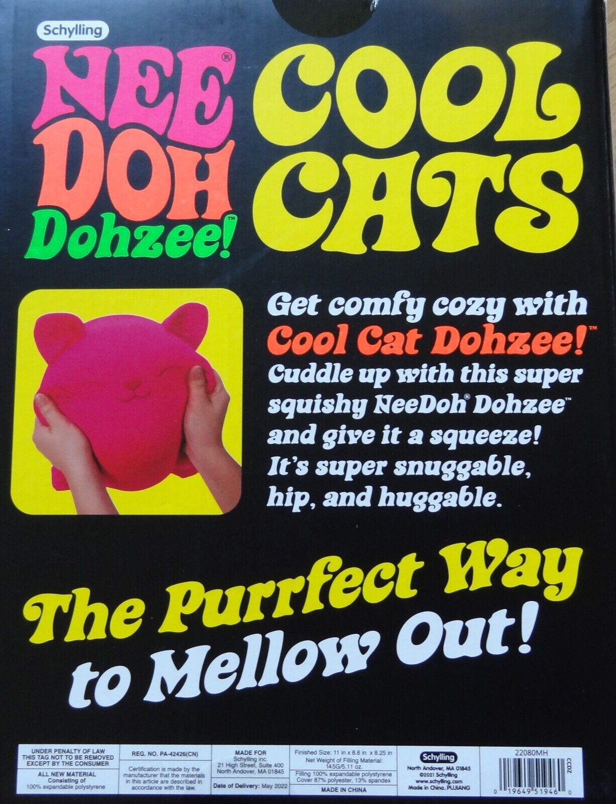 Cool Cats Dohzee Microbead Filled Squeeze stress pillow Nee Doh CCDZ - Fresh Stock Dated October 2025