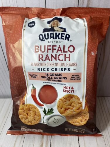 2-Quaker Rice Crisps, Buffalo Ranch Hot Spicy 6.06oz Bags Best By DATE: 6-16-21 - Fresh Stock Dated October 2025