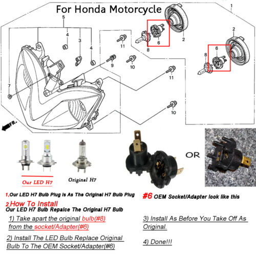 100W H7 LED Headlight Bulbs Fit Honda Silver Wing 600 FSC600 2002-2010 3000LM - Fresh Stock Dated October 2025