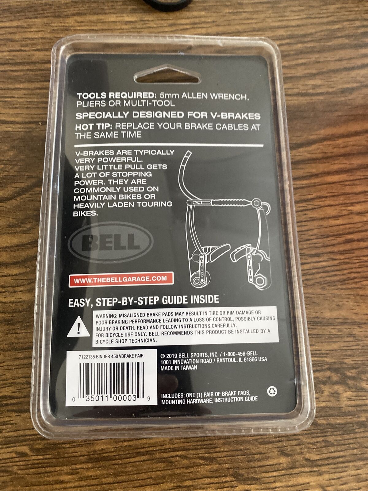 Bell Binder 450 Premium Mountain Touring Bicycle Bike V-Brake Pads - One Pair - Fresh Stock Dated October 2025