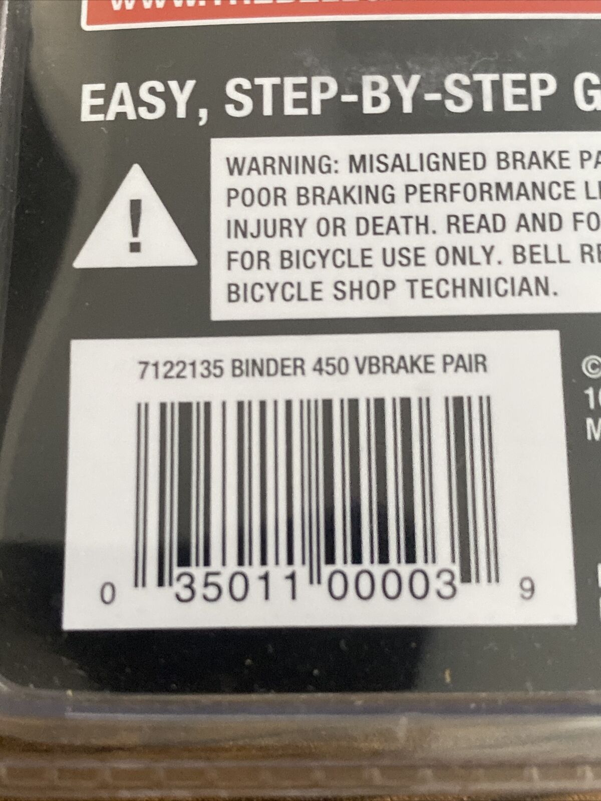 Bell Binder 450 Premium Mountain Touring Bicycle Bike V-Brake Pads - One Pair - Fresh Stock Dated October 2025