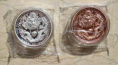 A Pair of 2020 Macau 40mm Medals (60g Solid Silver and Copper) - Fight Virus - Fresh Stock Dated October 2025