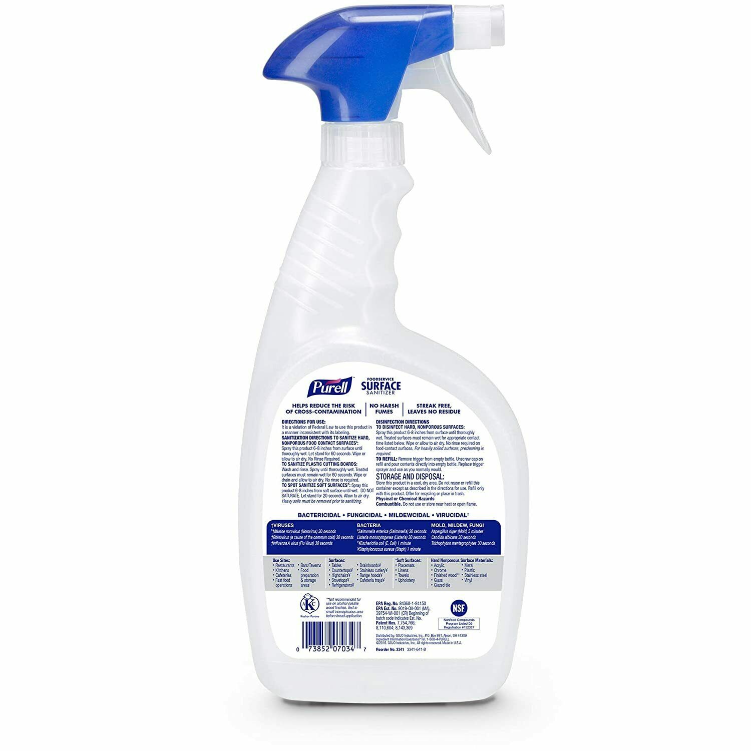 PURELL Foodservice Surface Sanitizer Spray 3341-06, EPA, 32 fl oz, PACK OF 6 - Fresh Stock Dated October 2025