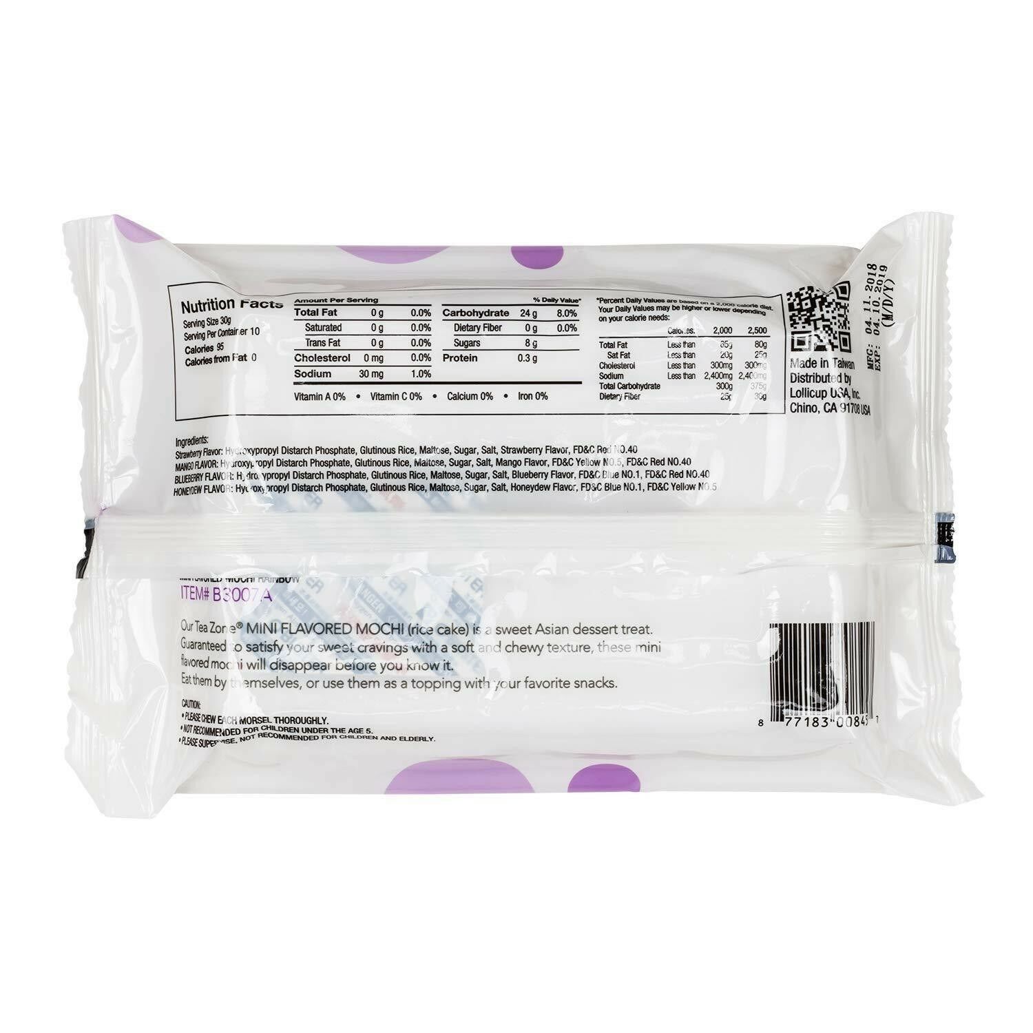 2 Packs Tea Zone Mini Flavored Mochi Rice Cakes Rainbow 10.58 oz/Pack - Fresh Stock Dated October 2025