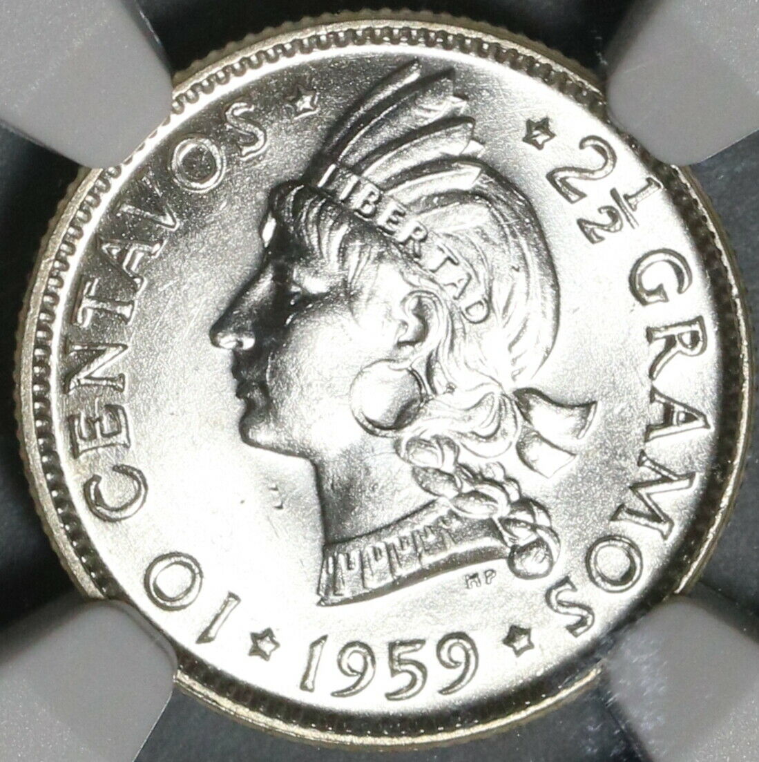 1959 NGC MS 65 Dominican Republic Silver 10 Centavos Scarce Coin (21021402C) - Fresh Stock Dated October 2025