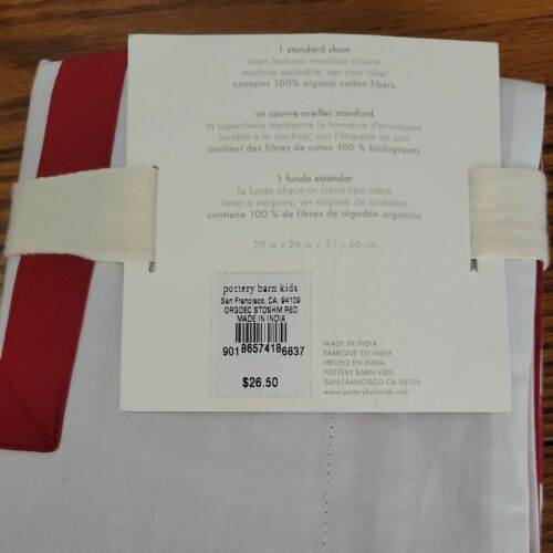 Pottery Barn Kids PBK Decorator Organic Cotton bed SHAM STANDARD Red - Fresh Stock Dated October 2025