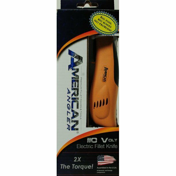 American Angler 110V Electric Fillet Knife with Two Blades - Orange - New - Fresh Stock Dated October 2025