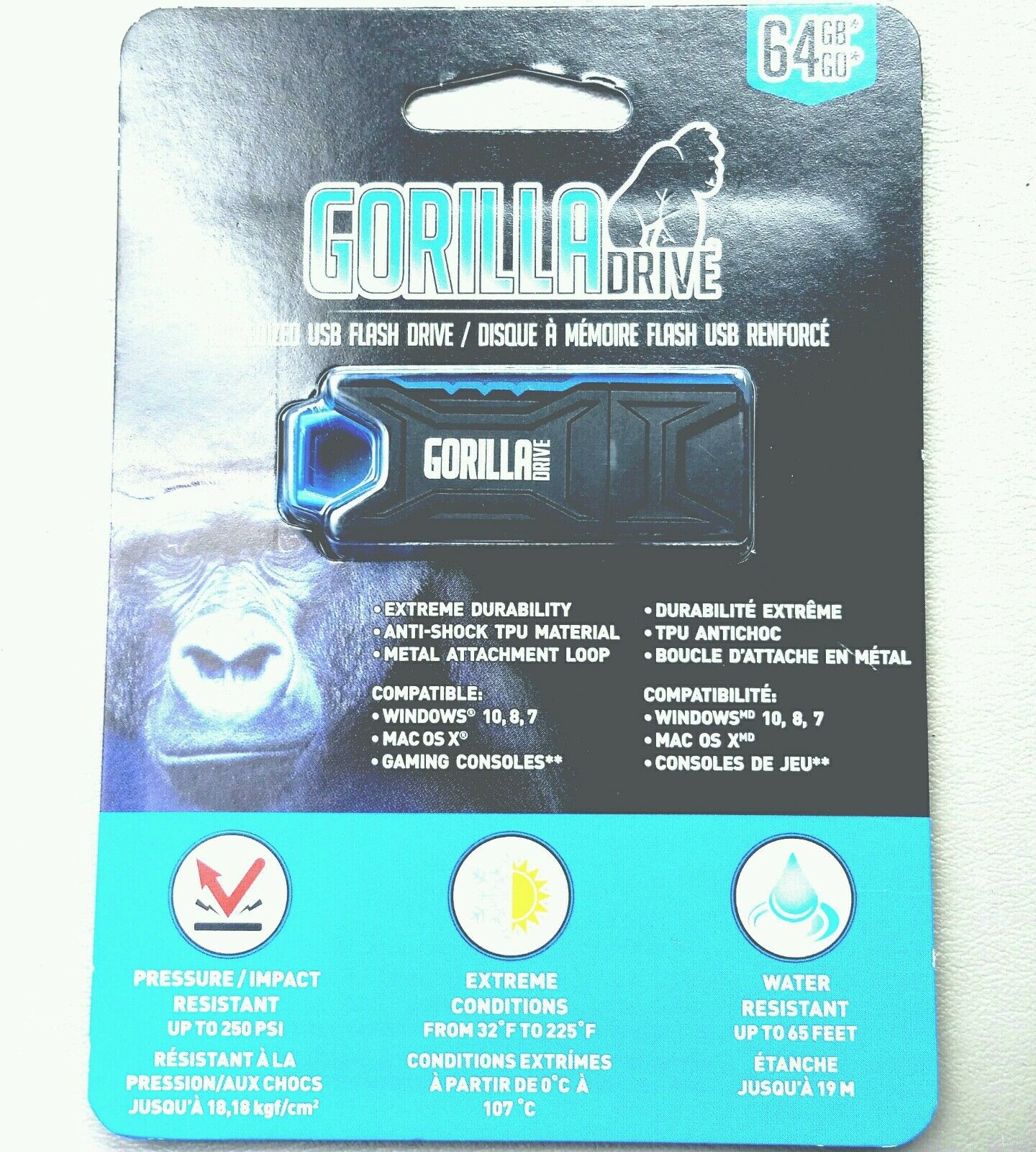 Gorilla Drive 64GB ~ Ruggedized USB Flash Memory ~ Water & Impact Resistant New - Fresh Stock Dated October 2025