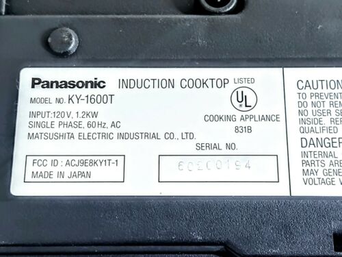 Panasonic  Induction Cooktop  120v  KY-1600T The Surface - Fresh Stock Dated October 2025