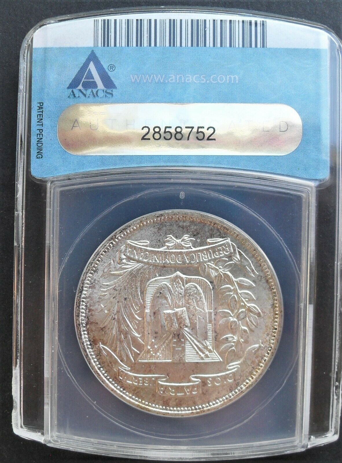 1952 Dominican Republic Peso , ANACS MS 66 ,  nice silver coin, rare GEM . - Fresh Stock Dated October 2025