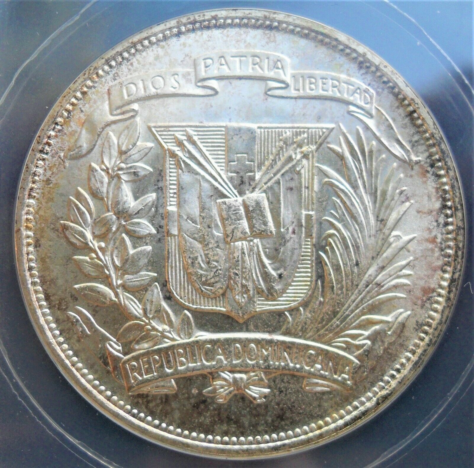 1952 Dominican Republic Peso , ANACS MS 66 ,  nice silver coin, rare GEM . - Fresh Stock Dated October 2025