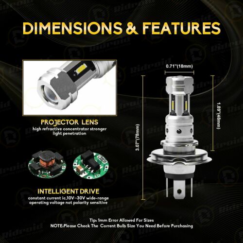 2x H4 9003 Super Bright LED Headlight Kit High Low Beam Bulb 18000LM 6500K White - Fresh Stock Dated October 2025