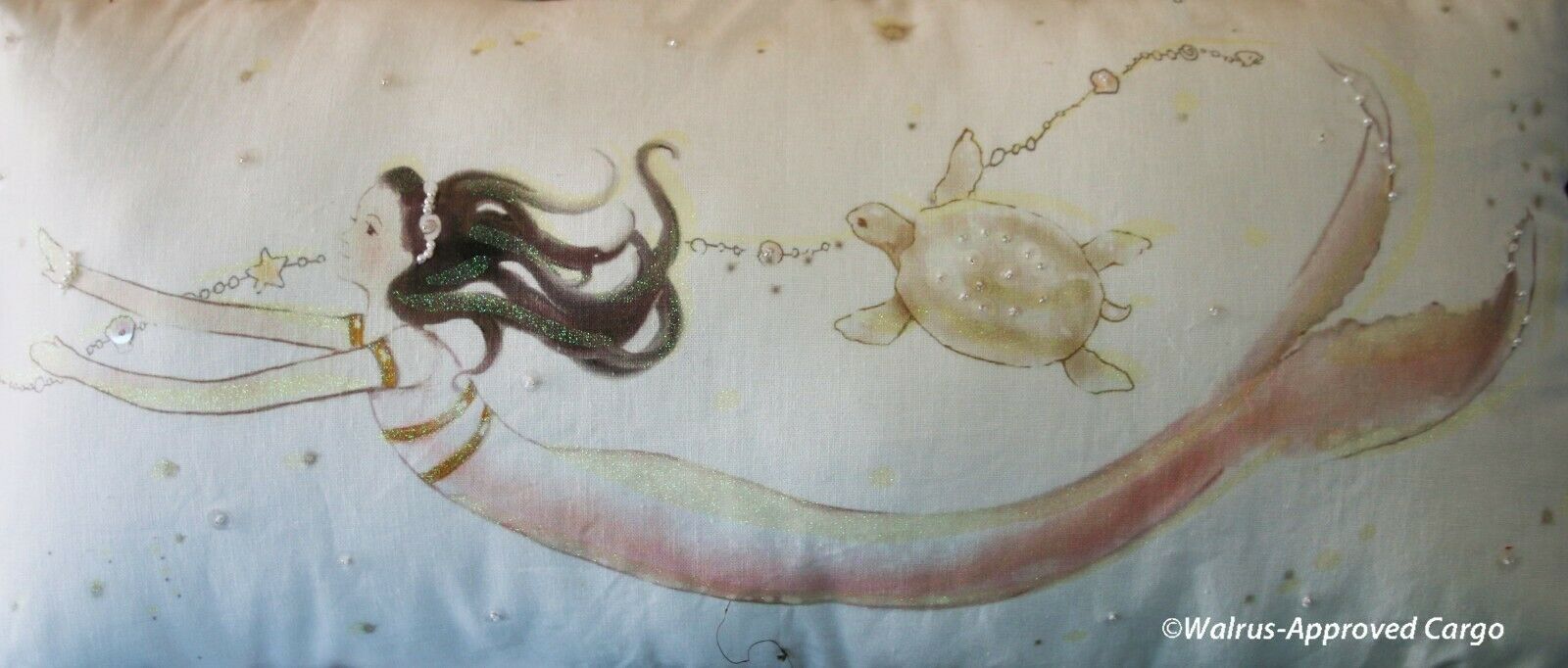 POTTERY BARN KIDS PAINTED MERMAID LUMBAR PILLOW -NWT- AN OCEAN OF MYTHICAL DÉCOR - Fresh Stock Dated October 2025
