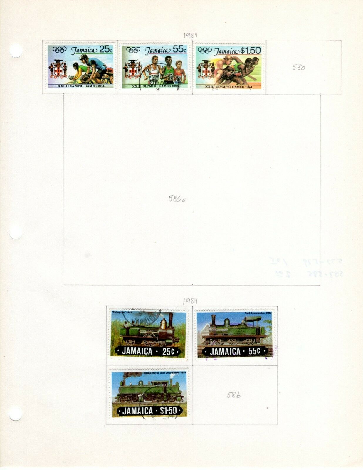 Jamaica Scott 573//617 Mostly Used on 3 Album Pages Issued 1984-1986 - Fresh Stock Dated October 2025
