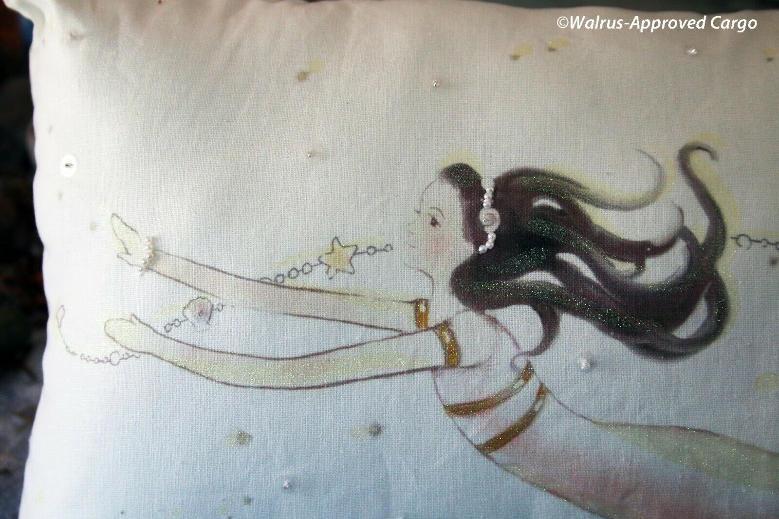POTTERY BARN KIDS PAINTED MERMAID LUMBAR PILLOW -NWT- AN OCEAN OF MYTHICAL DÉCOR - Fresh Stock Dated October 2025