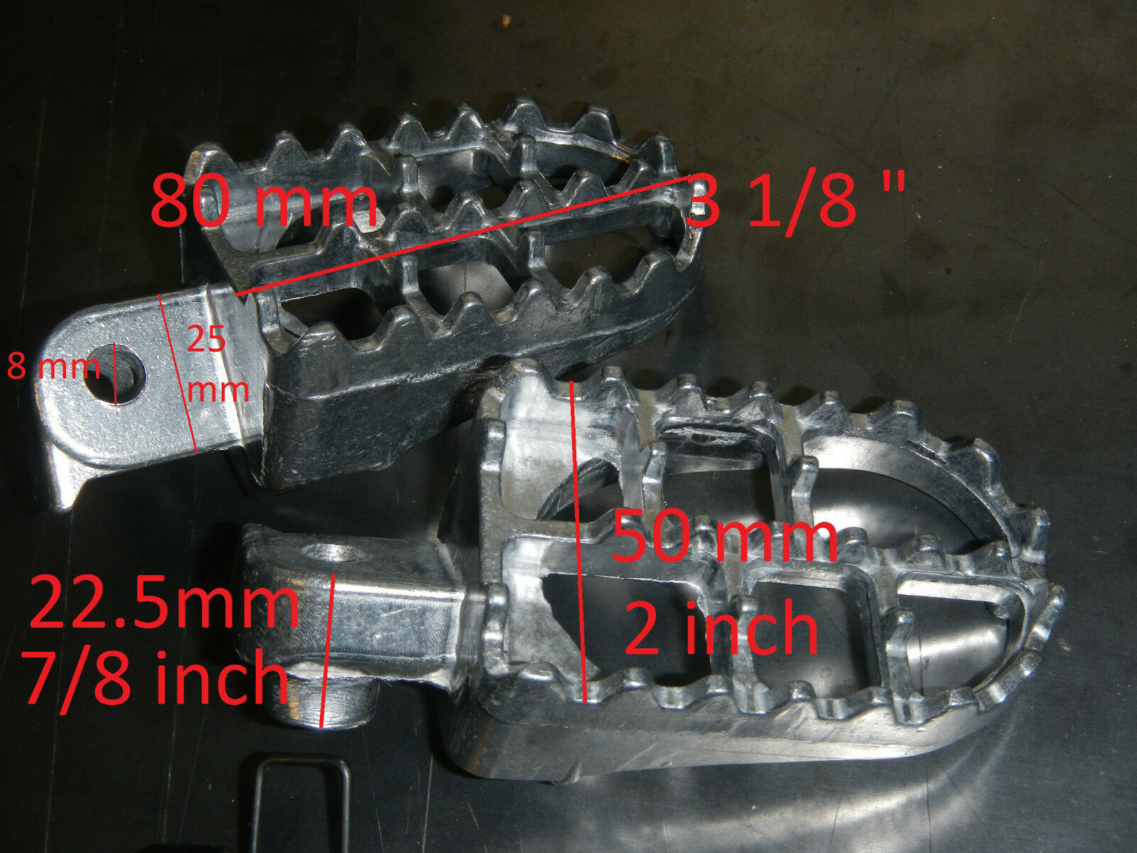 AFTERMARKET FOOT PEG SET HONDA 2003-2005 CRF110F 2014-15 CRF125F, 14-15 CRF125FB - Fresh Stock Dated October 2025