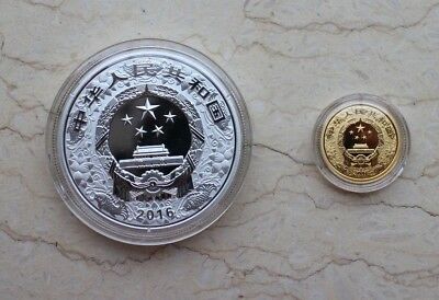 China 2016 Monkey No Colorized Gold and Silver Coins Set - Fresh Stock Dated October 2025