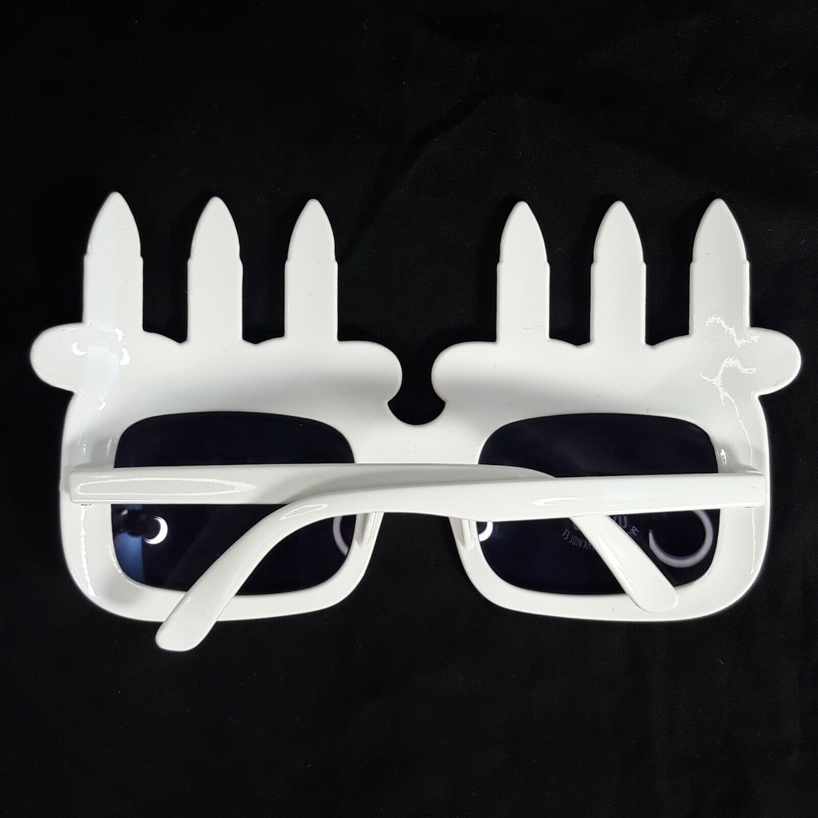 Happy Birthday Novelty Adult Big Frame Eyewear Sunglasses White w/ Six Candles - Fresh Stock Dated October 2025