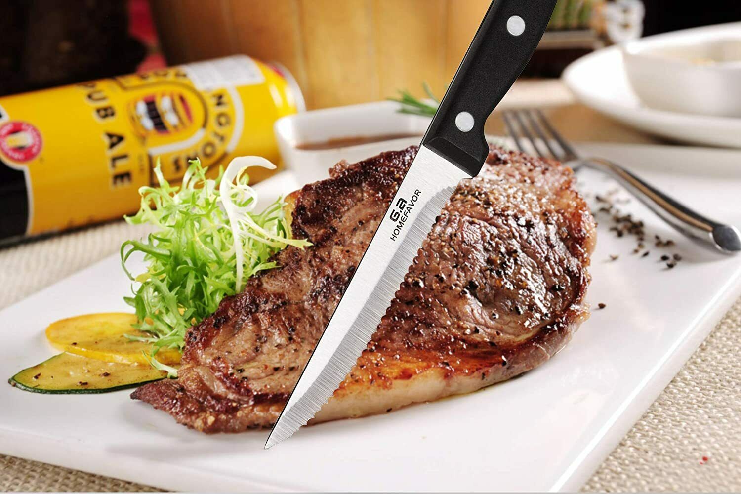 Stainless Steel Steak Knives Professional Set of 6 Sharp Chef Knife Kitchen Tool - Fresh Stock Dated October 2025