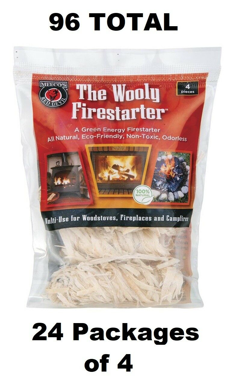 96 Pc. FIRESTARTERS Meeco's Wooly Red Devil All Natural Eco-Friendly Non-Toxic - Fresh Stock Dated October 2025