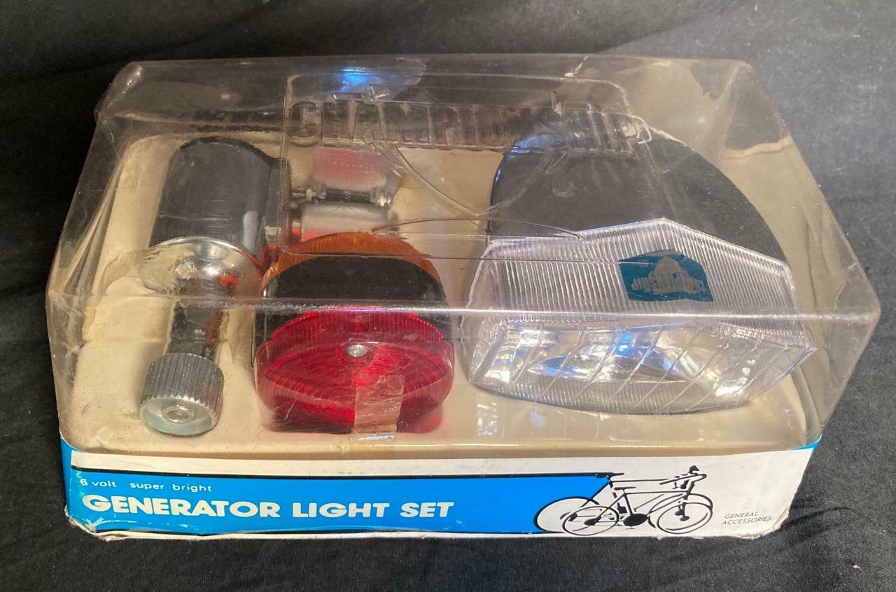 VINTAGE CHAMPIONSHIP BICYCLE GENERATOR SET HEADLIGHT TAIL LIGHT GENERATOR  NOS - Fresh Stock Dated October 2025