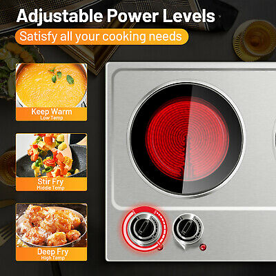 Costway Electric Hot Plate Ceramic Double 900W Infrared Burner Stainless Steel - Fresh Stock Dated October 2025