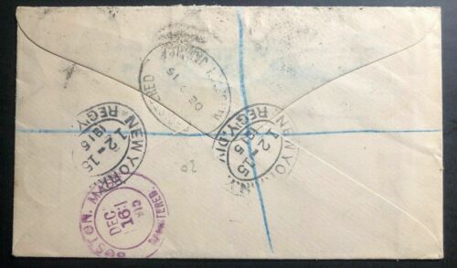 1915 Mandeville Jamaica Registered Cover To Boston Ma USA - Fresh Stock Dated October 2025