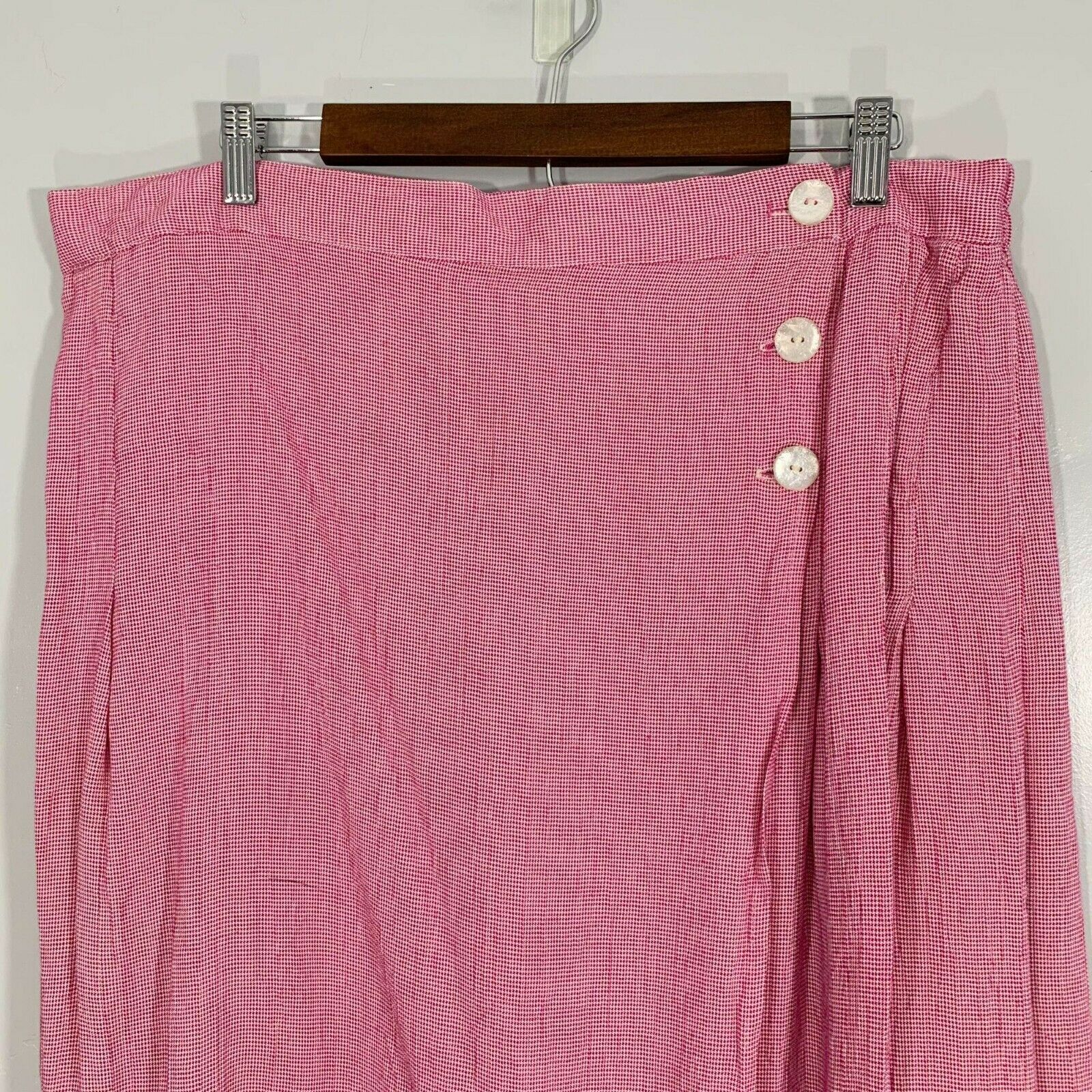 Vintage 90's Plus Size Pink White Herringbone Striped Button Front Wrap Skirt - Fresh Stock Dated October 2025