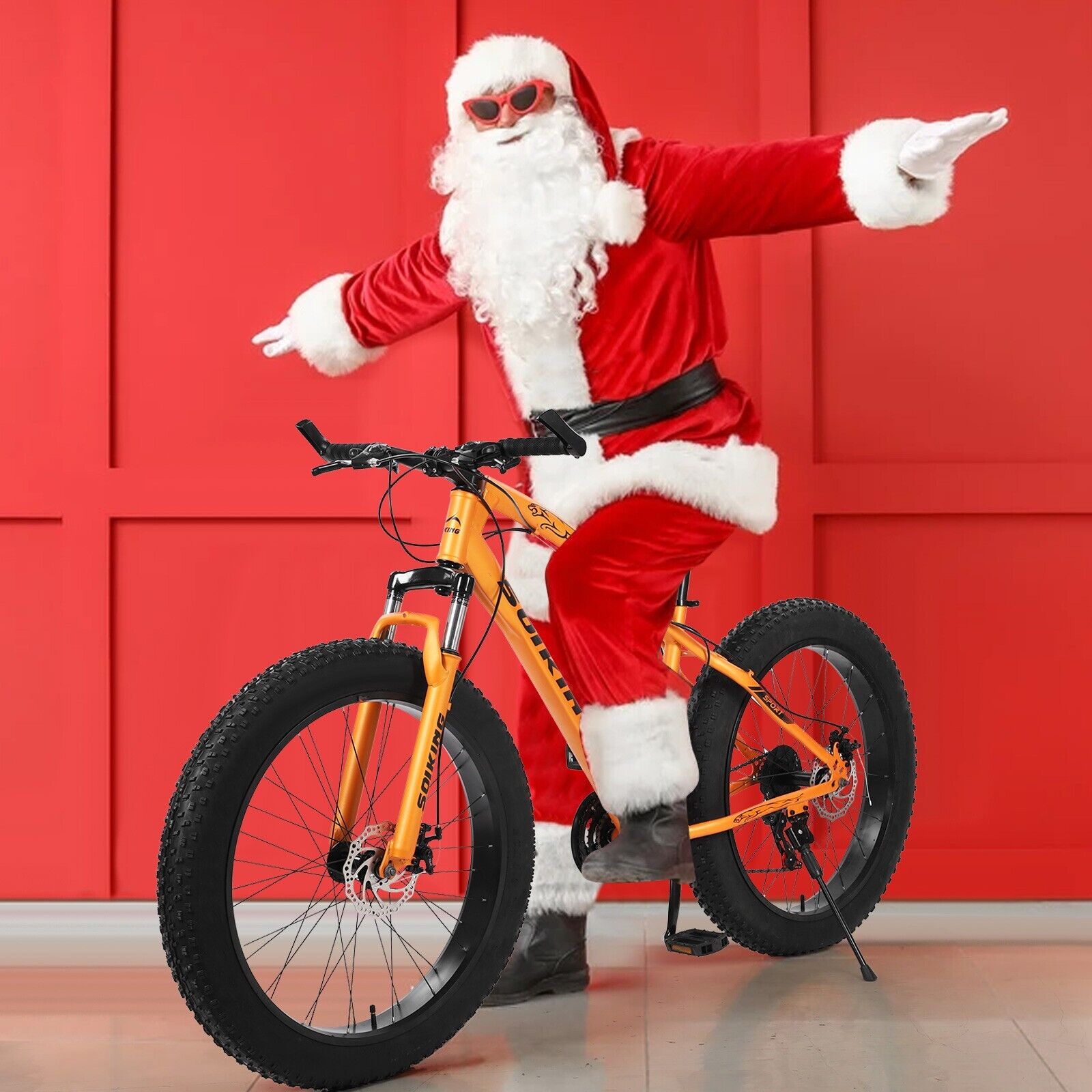 26in Fat Tire Mountain Bike, 17in Steel Frame Full Suspension Road Beach Bike UC - Fresh Stock Dated October 2025