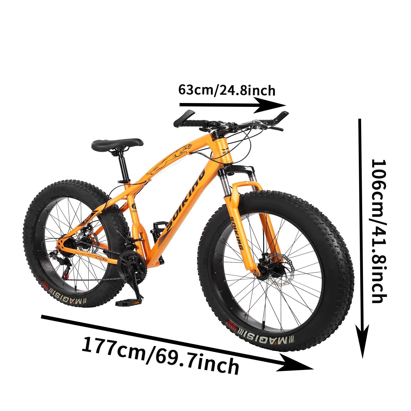 26in Fat Tire Mountain Bike, 17in Steel Frame Full Suspension Road Beach Bike UC - Fresh Stock Dated October 2025
