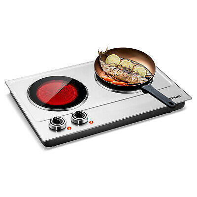 Costway Electric Hot Plate Ceramic Double 900W Infrared Burner Stainless Steel - Fresh Stock Dated October 2025