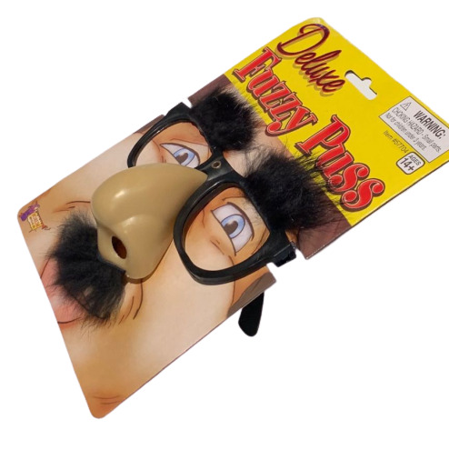 Deluxe RUBBER NOSE GROUCHO GLASSES Funny Black Frame Mustache Joke Fuzzy Puss - Fresh Stock Dated October 2025