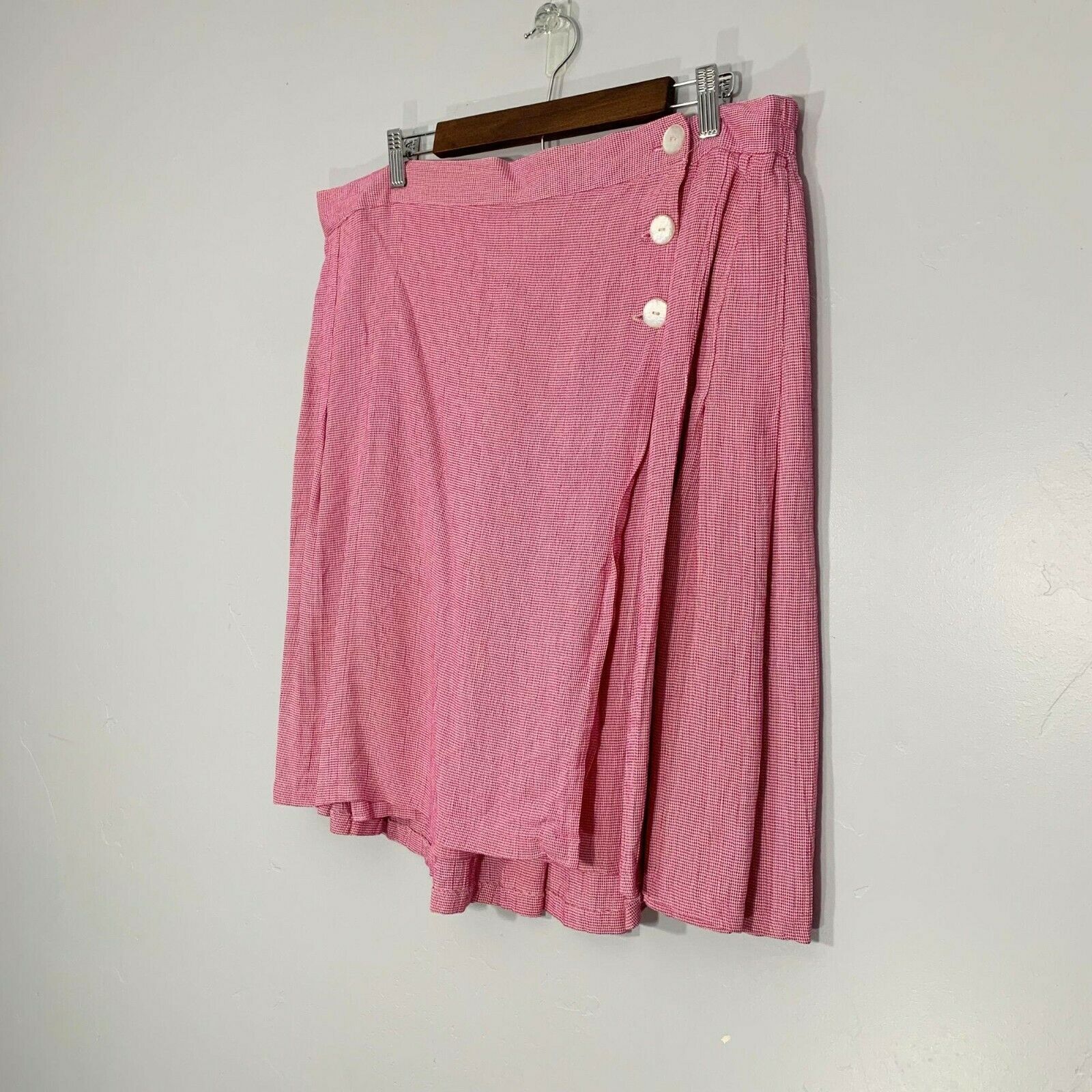 Vintage 90's Plus Size Pink White Herringbone Striped Button Front Wrap Skirt - Fresh Stock Dated October 2025
